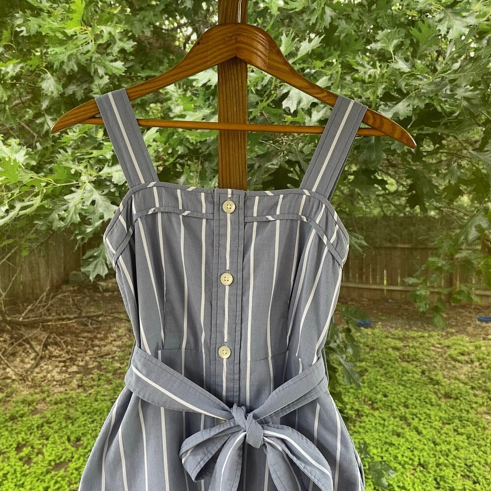 Everlane Women's Cotton Weave Picnic Dress Blue Pinstripe Size 00 - Picture 5 of 10